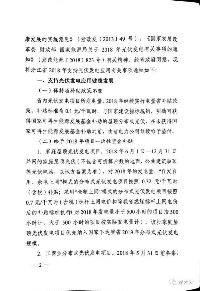 重大利好消息!浙江地方出臺光伏補貼新政策(圖1) 光伏政策